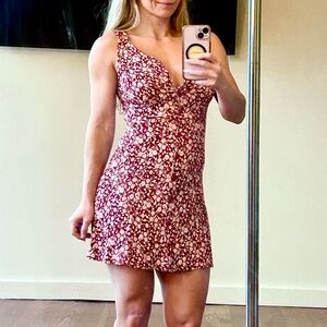 Reformation Rilynn Floral Mini Dress - Burgundy - Size 2